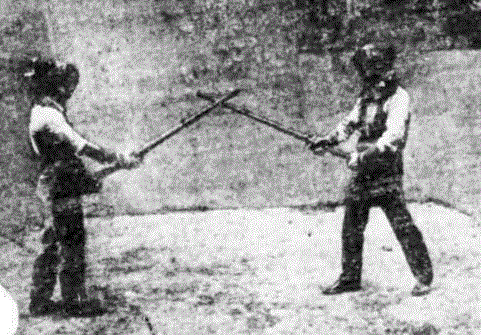 "The two swordsmen should stand six feet apart."